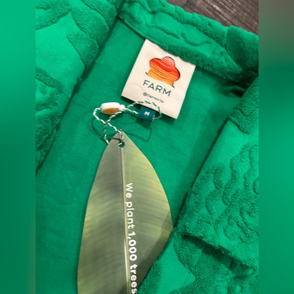 FARM Rio River Nature Terry Tie-Front Top Medium NWT Green Med M Anthropologie - Picture 6 of 13